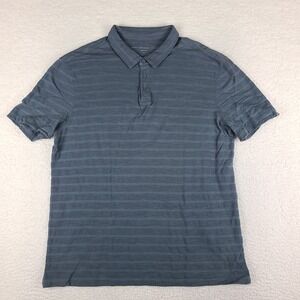 John Varvatos Polo Shirt Mens Large Blue Striped Performance Cotton Short Sleeve